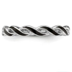 Stackable Woven Black Enamel Eternity Ring Sterling Silver925  Band Sz 10